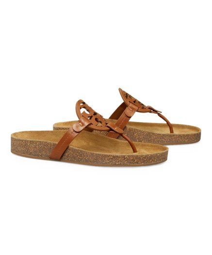 Tory Burch Classic Cuoio & Natural Medallion Miller Cloud Leather Sandal - Women | Best Price and... | Zulily
