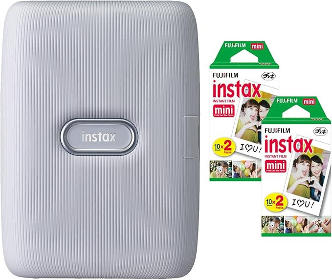 Fujifilm Instax Mini Link Smartphone Printer (Ash White) + Fuji Instax Mini Film (40 Sheets) - In... | Amazon (US)