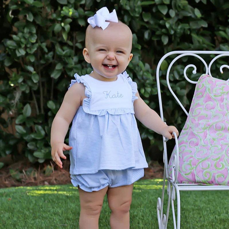Stripe Knit Bib Bloomer Set | Classic Whimsy