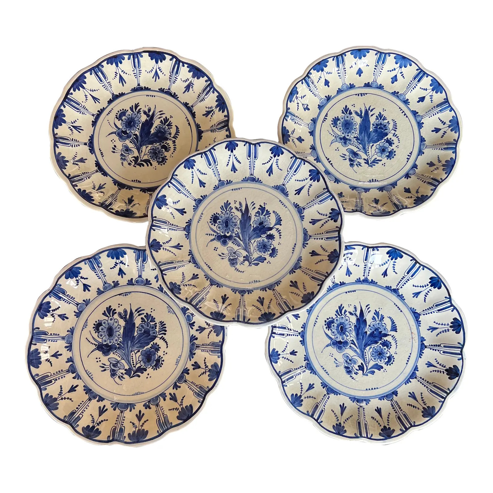 1950s Royal Delft Handpainted Classic Blue and White Plates for Plate Gallery Wall Artist Signed ... | Chairish