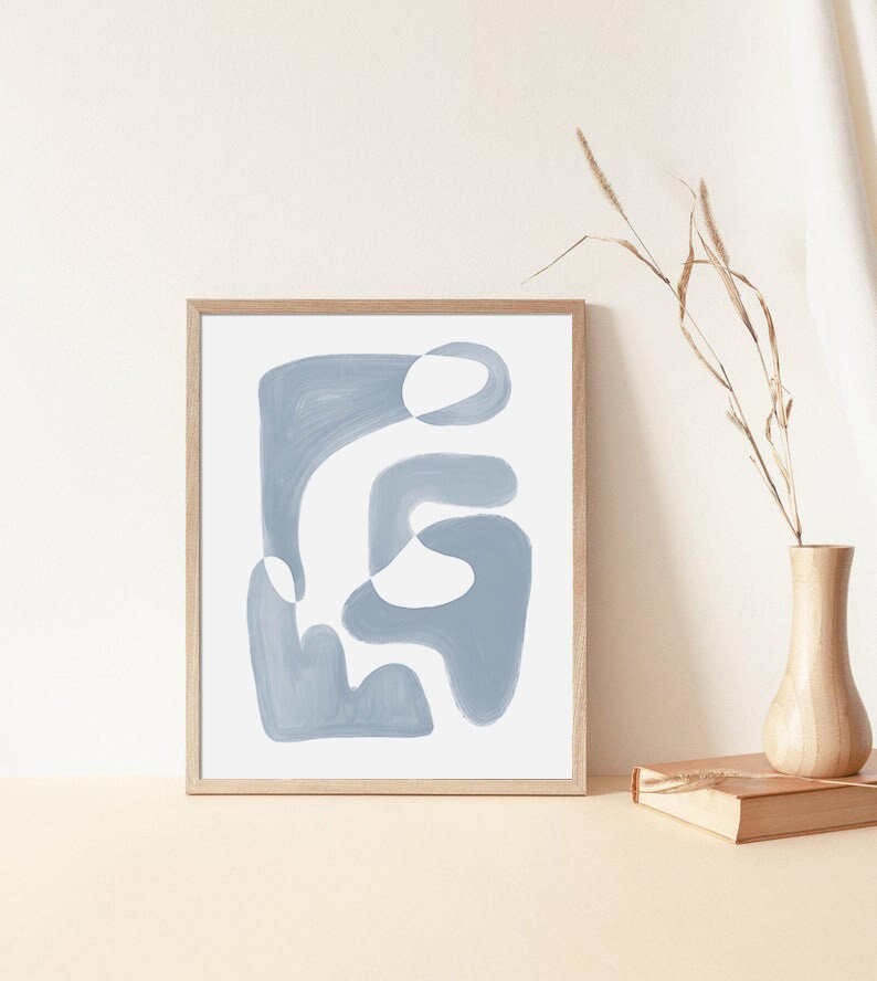 White Blue Wall Art Abstract Geometric Art Blue Gray Print | Etsy Canada | Etsy (CAD)