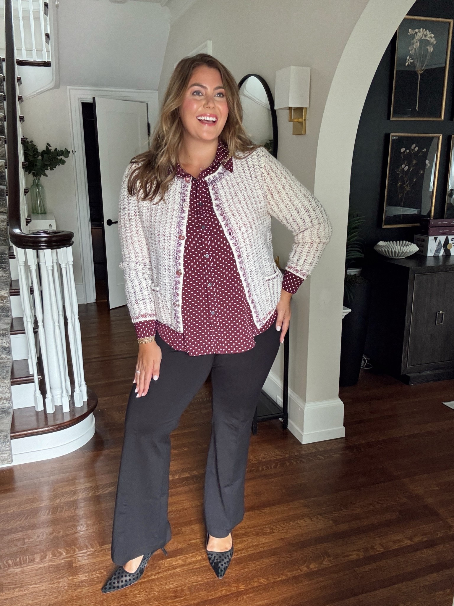 The perfect work outfit, and so comfortable! Wearing size 14/16 in cardigan, 16 in blouse, 18 in pants. Sharing more fall styles! 

#LTKWorkwear #LTKPlusSize #LTKSeasonal