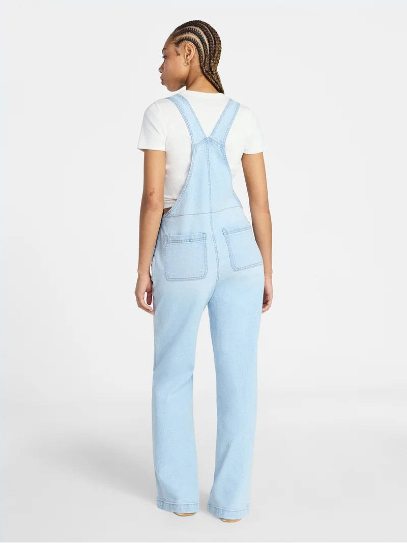 No Boundaries Relaxed Wide Leg Denim Overalls, Women's XXS-XXL | Walmart (US)