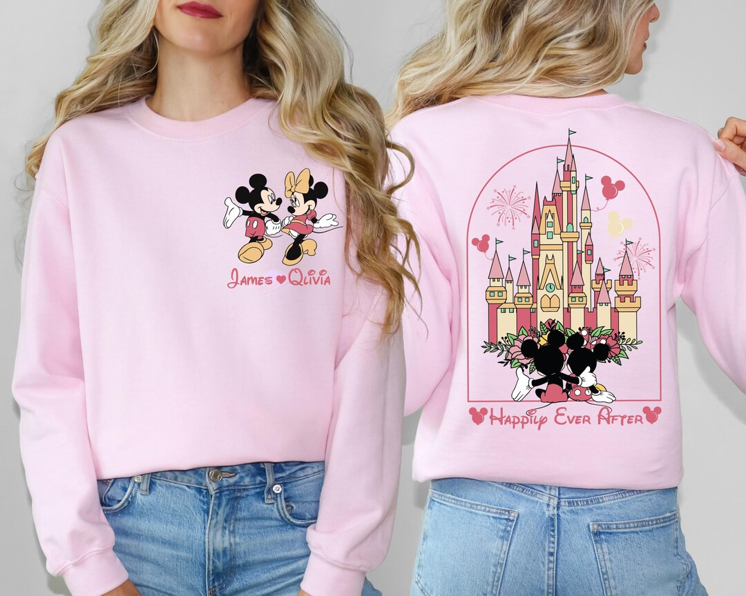 Disney Happily Ever After Shirt, Mickey Minnie Valentine's Day Couple Sweatshirt, Disney Lovers S... | Etsy (US)