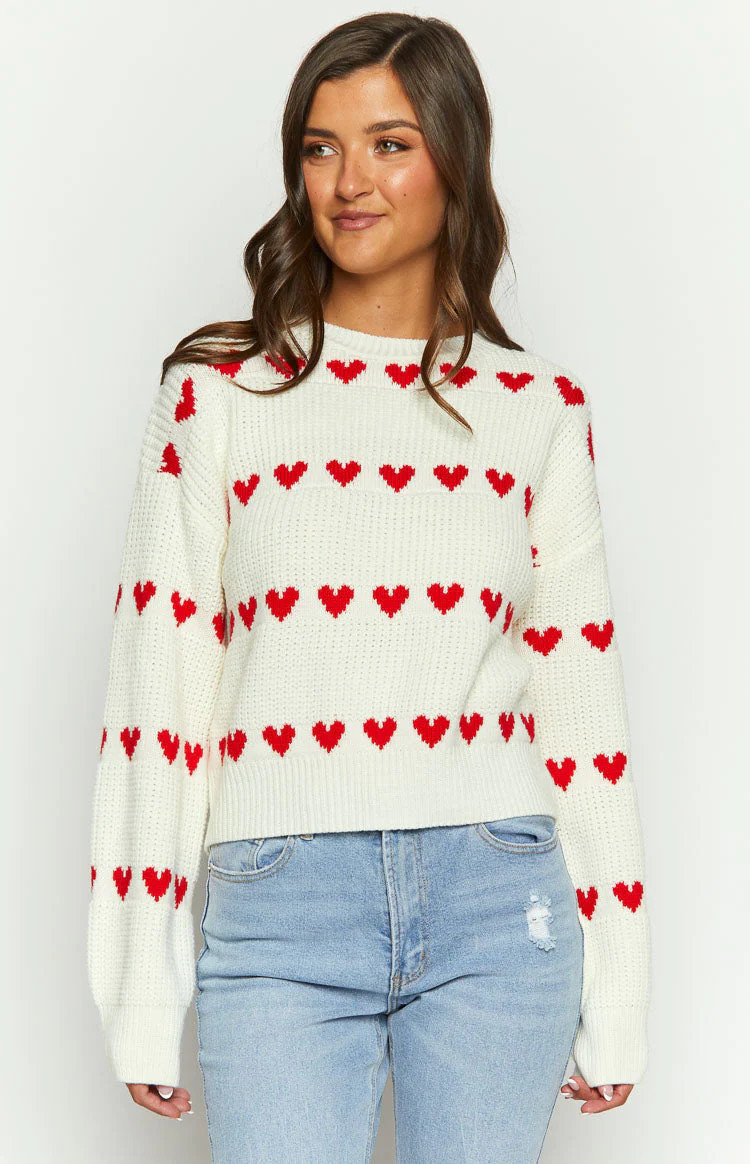 Lovey Red Heart Stripe Jumper | Beginning Boutique (US)