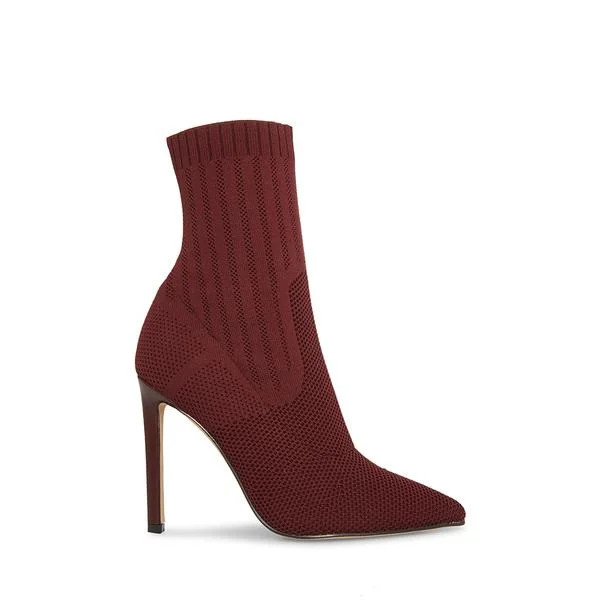 Steve Madden Discreet Stiletto High Heel Pointed Toe Sock Ankle Sock Boots Wine (7.5, Wine) | Walmart (US)