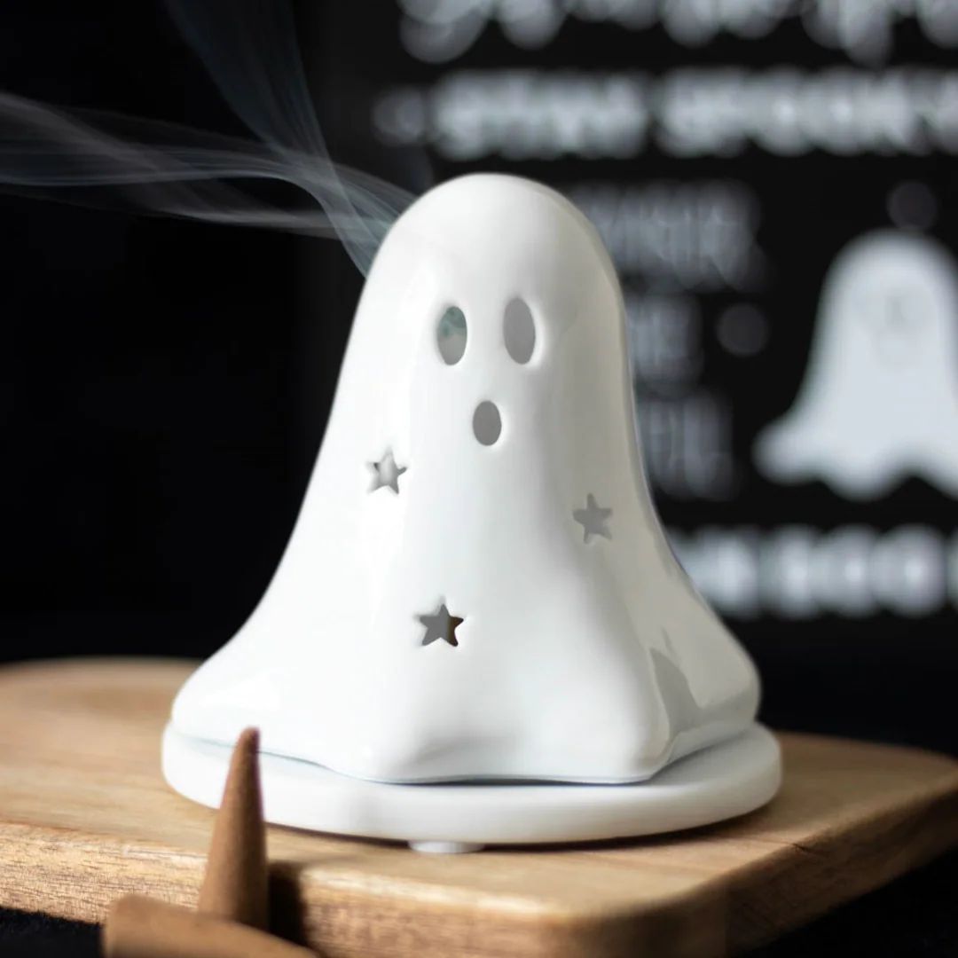 Ceramic Ghost Tealight Holder & Incense Cone Burner - Etsy | Etsy (US)