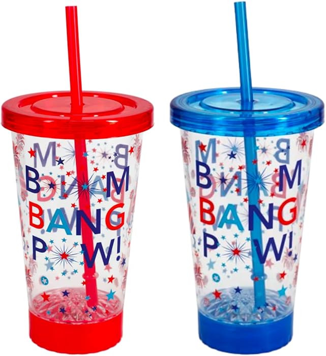 Light-Up Patriotic Tumblers with Straws – 2 Pack, 18 oz Red & Blue Glow Cups – 4th of July Re... | Amazon (US)