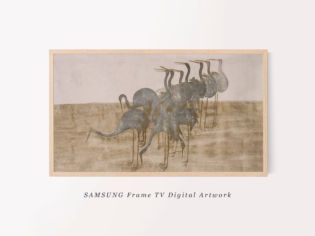 Samsung Frame TV Art Bird Painting Crane Art Vintage Frame TV Art Digital Download Farmhouse Deco... | Etsy (US)