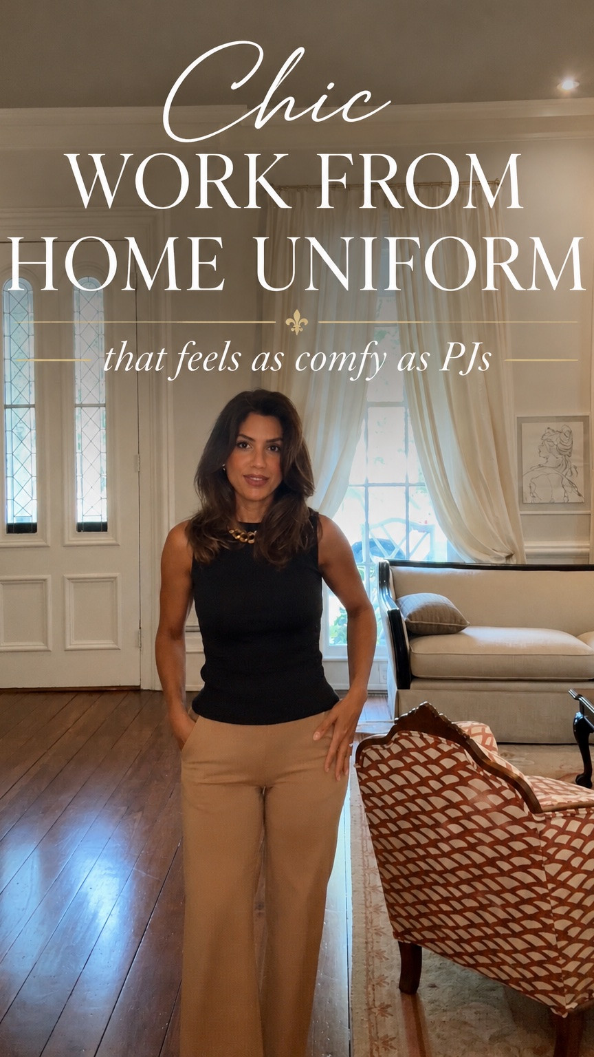 I know working from home can make it tempting to stay in loungewear all day.

But I’ve realized something over the past few years…

When I dress like the woman I want to become, I show up as her.

This has become my favorite summer work uniform:
• A fitted cotton-cashmere tank
• Comfortable ponte trousers with an elastic waistband (they honestly feel like pajamas 🤭)
• One statement accessory
• A quick blowout
• My simple everyday makeup

The entire outfit is comfortable enough to wear all day, but polished enough that I immediately feel more productive, focused, and confident.

It’s amazing how much our environment—and what we wear—can influence our mindset.

The exact Quince tank is still available. The Ann Taylor ponte pants have sold out, but I linked a few similar styles here that create the same polished look at great prices.

And yes… I linked the Amazon cloud slippers, too. 🤫😉

#LTKootd #LTKWorkwear