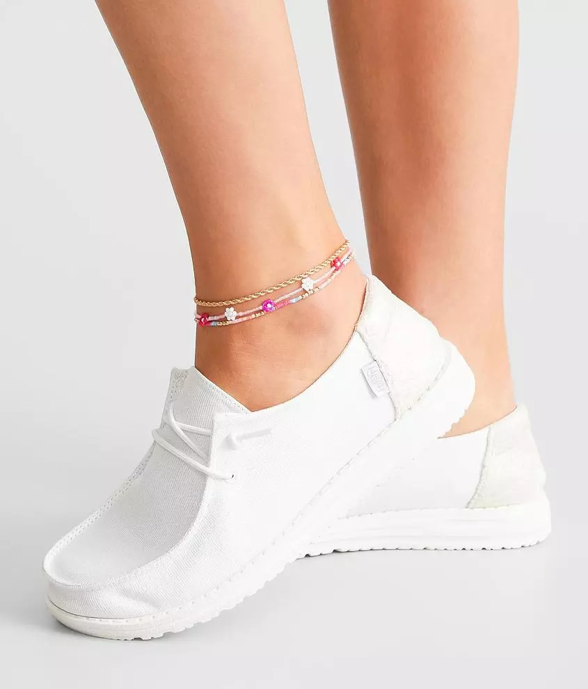 3 Pack Flower Ankle Bracelet Set | Buckle