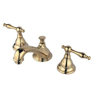 2-Handle 8 in. Widespread Bathroom Faucets with Brass Pop-Up in Polished Brass | The Home Depot