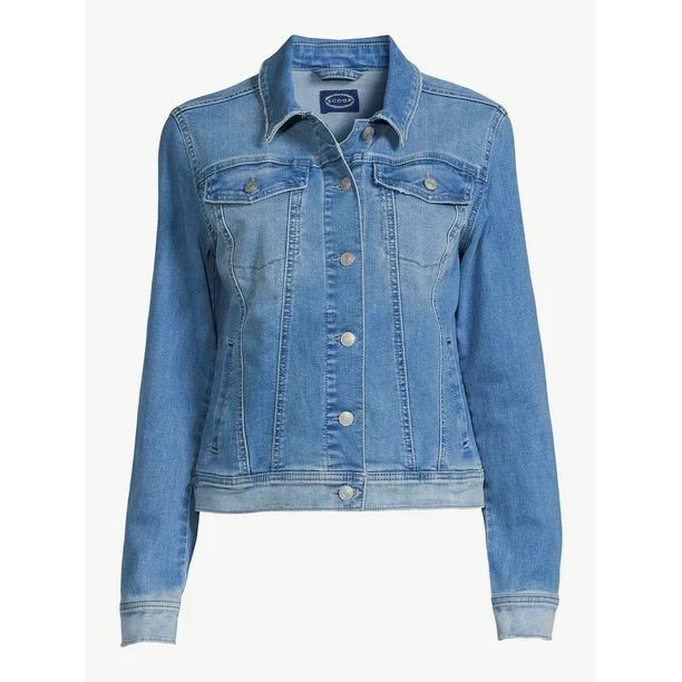 Scoop Women's Color Block Denim Trucker Jacket - Walmart.com | Walmart (US)