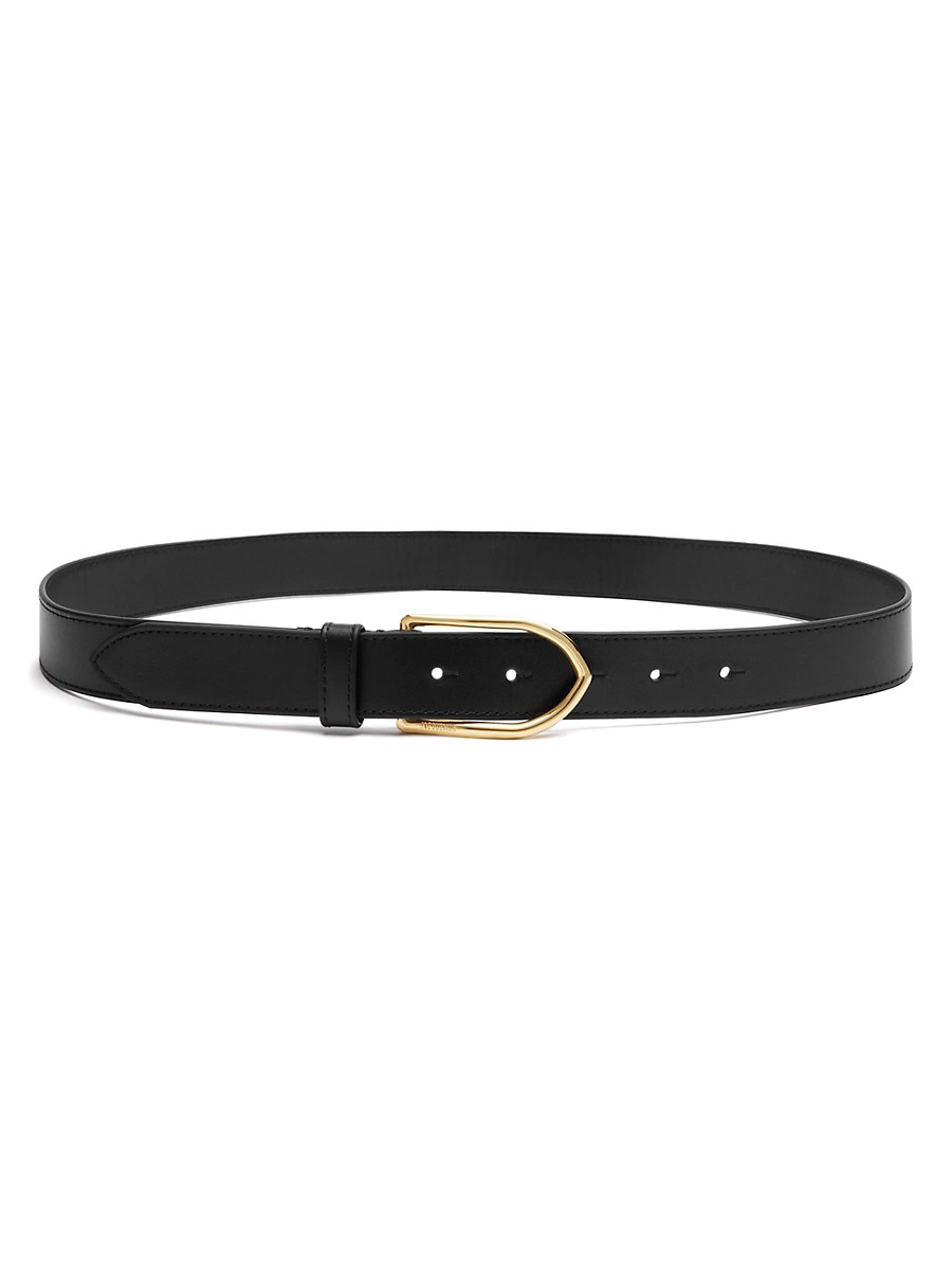 Women's La Ceinture Bambino Leather Belt - Black Gold - Size Large | Saks Fifth Avenue
