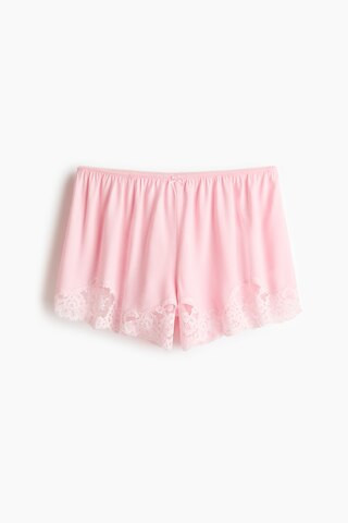 H & M - Lace-Trimmed Pajama Shorts - Pink | H&M (US + CA)