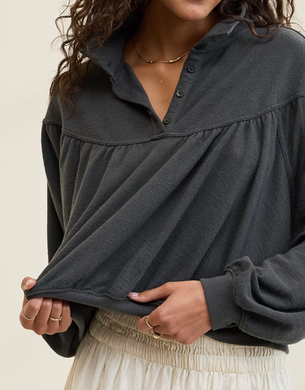 Aerie Soft Life Button Sweatshirt | Aerie