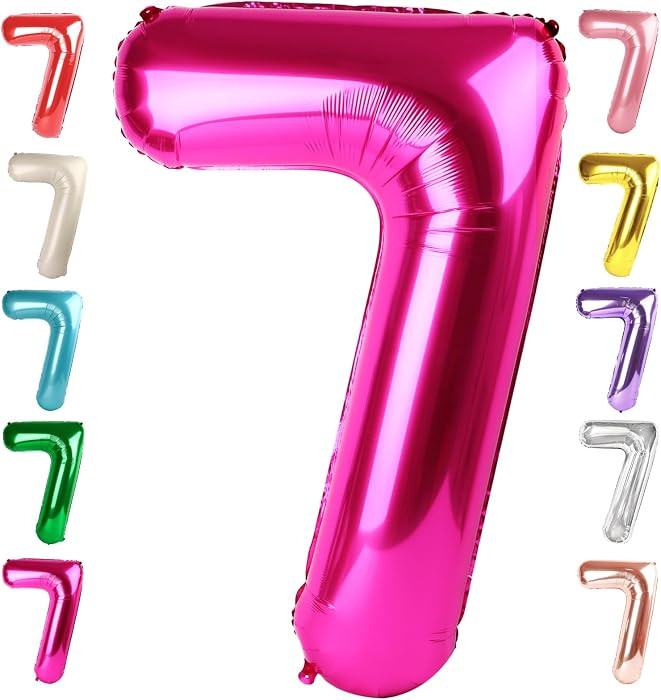 Number 7 Balloon Birthday Decorations, 40In Hot Pink Balloons for Party | Amazon (US)