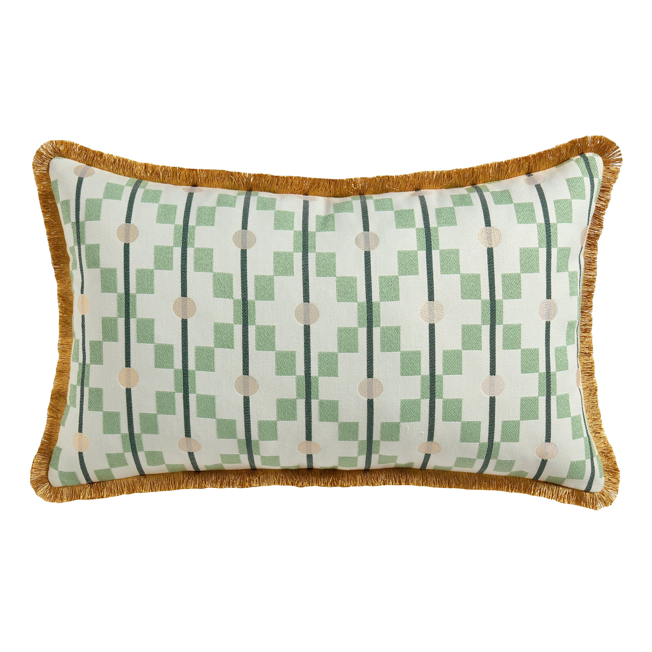 Beautiful 14" x 24" Thyme Green Diamond Geo Decorative Pillow by Drew Barrymore | Walmart (US)