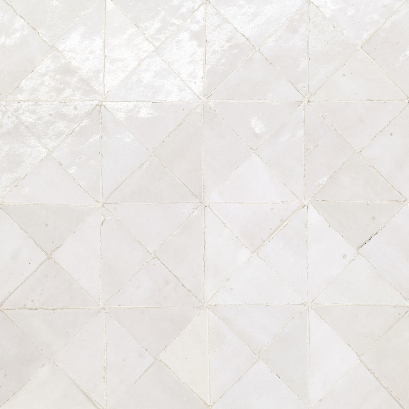 Zagora Triangle Glossy Zellige Mosaic Tile in Blanc | Bedrosians Tile and Stone