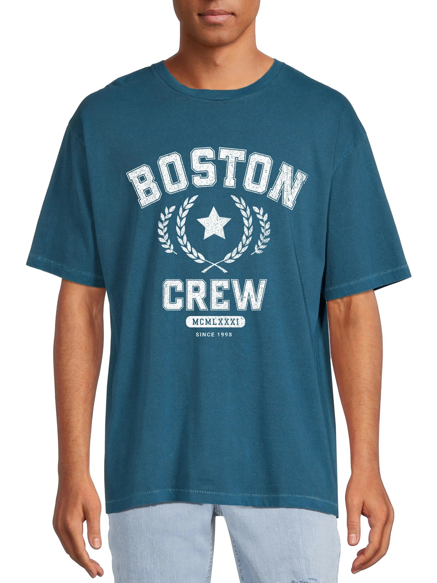 No Boundaries Men’s and Big Men’s Oversized Tee with Short Sleeves, Sizes up to 5XL | Walmart (US)