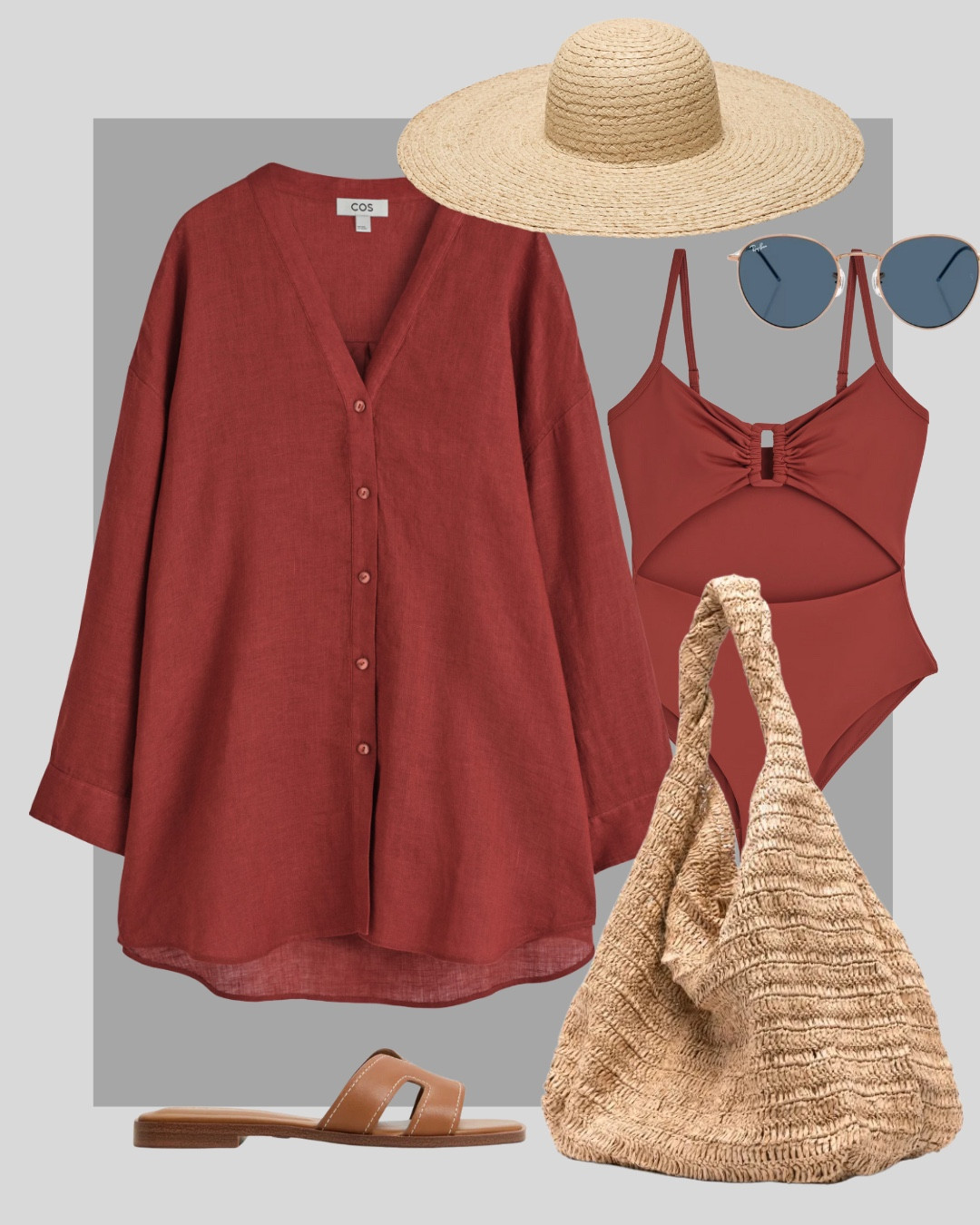 Summer holiday day look with an oversized linen shirt 