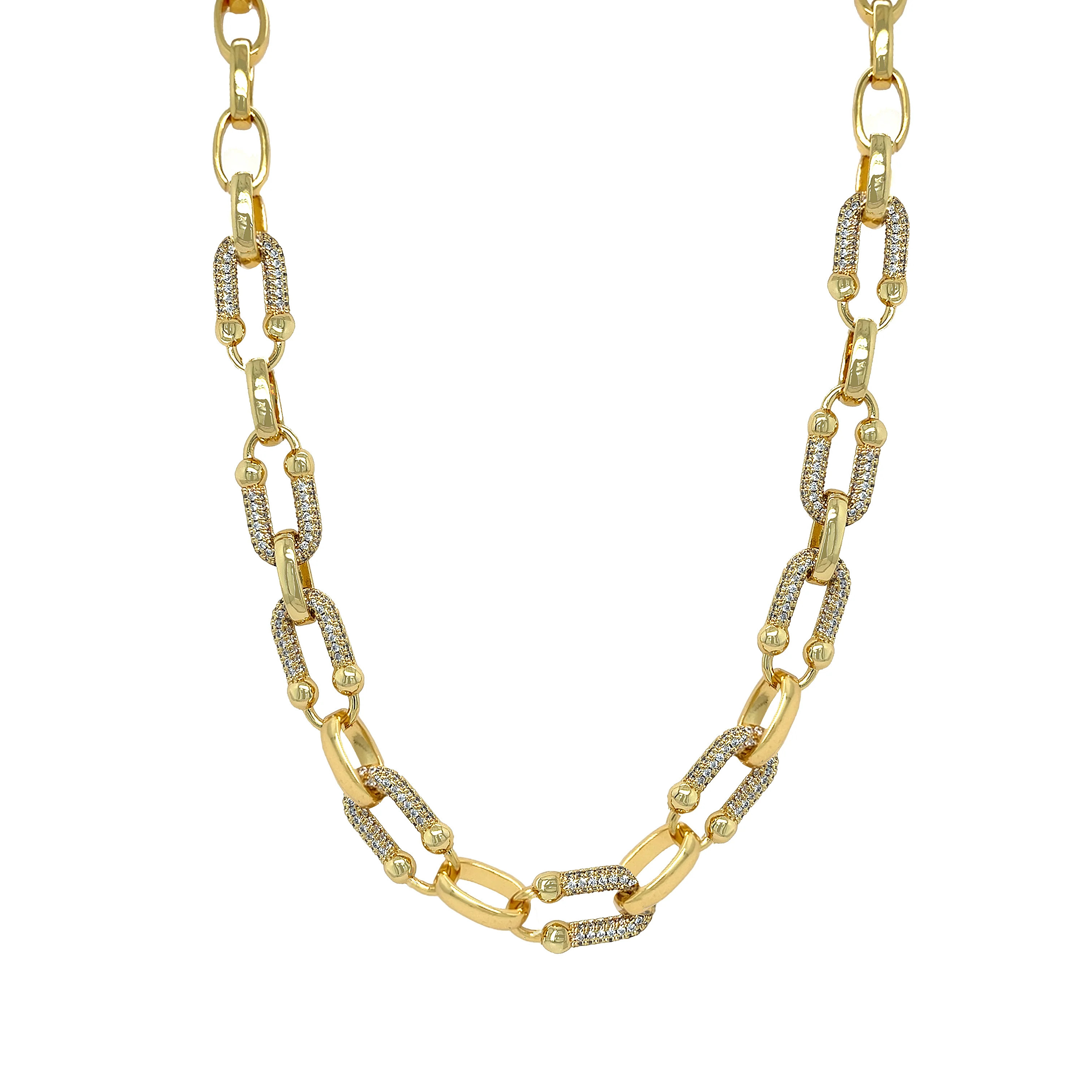 Yellow Gold Mixed Link Necklace | Jennifer Miller Jewelry