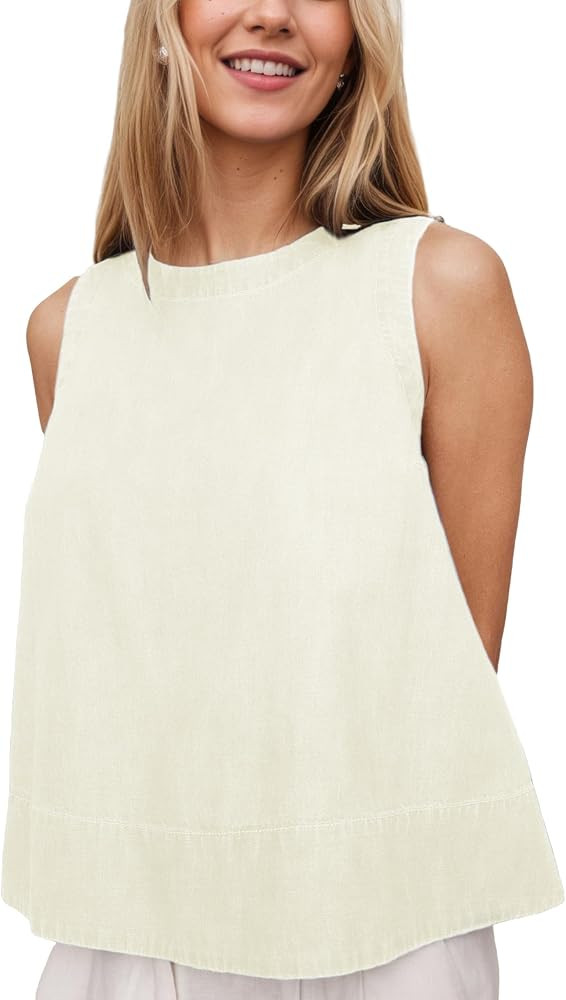 Xiaoxuemeng Women's Denim Tank Top Sleeveless Crewneck Loose Fit Camisoles | Amazon (US)