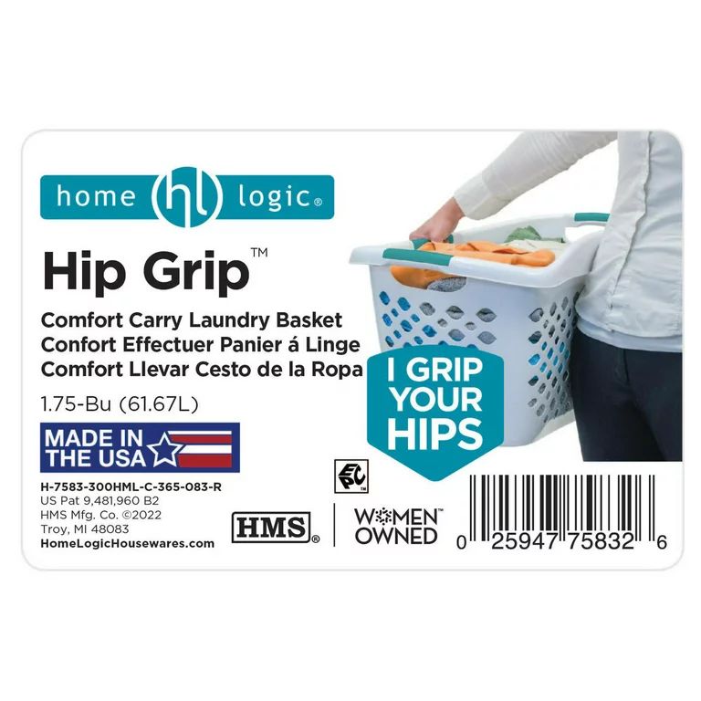 Home Logic 1.8 Bushel Hip Grip Laundry Basket, Mint | Walmart (US)
