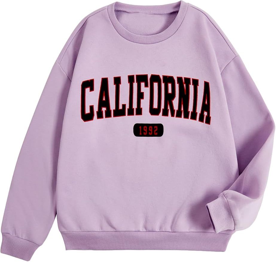 SOLY HUX Girl's Cute Graphic Sweatshirt Letter Print Long Sleeve Crewneck Pullover Tops | Amazon (US)