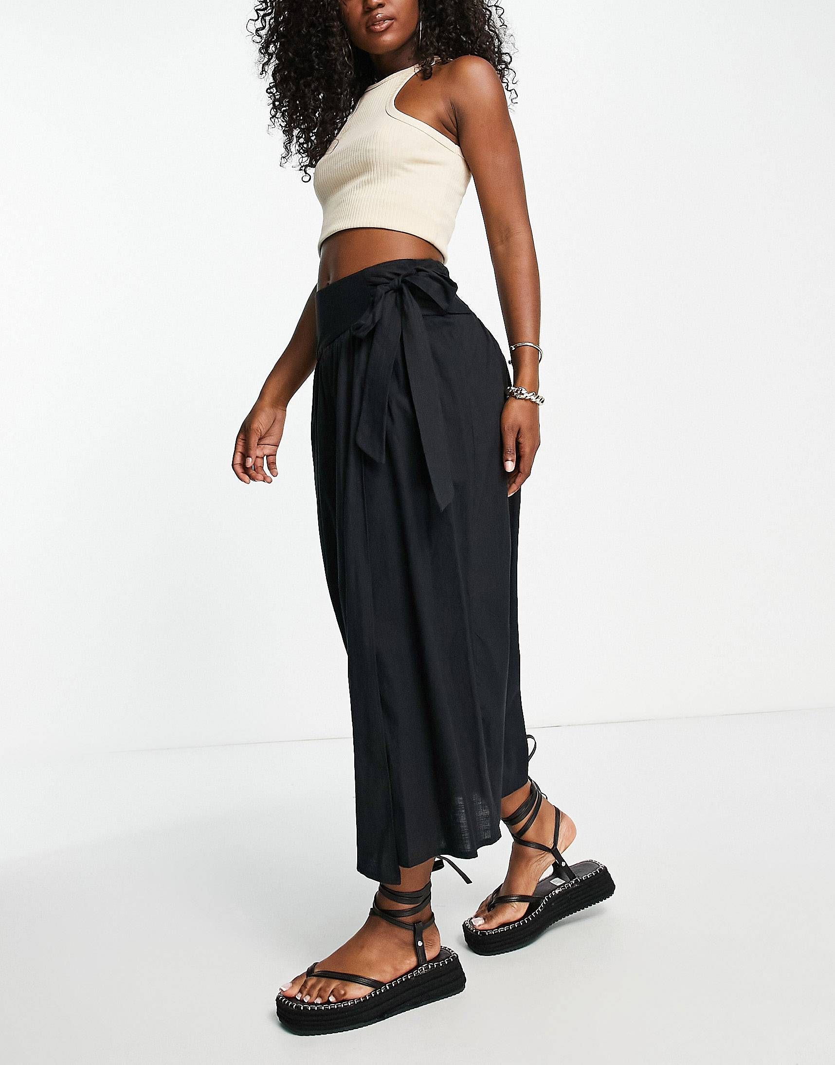 Topshop wrap midi skirt in black - part of a set | ASOS (Global)