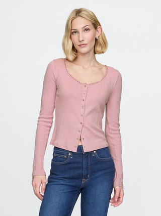 Cropped Pointelle Cardigan | Gap (US)