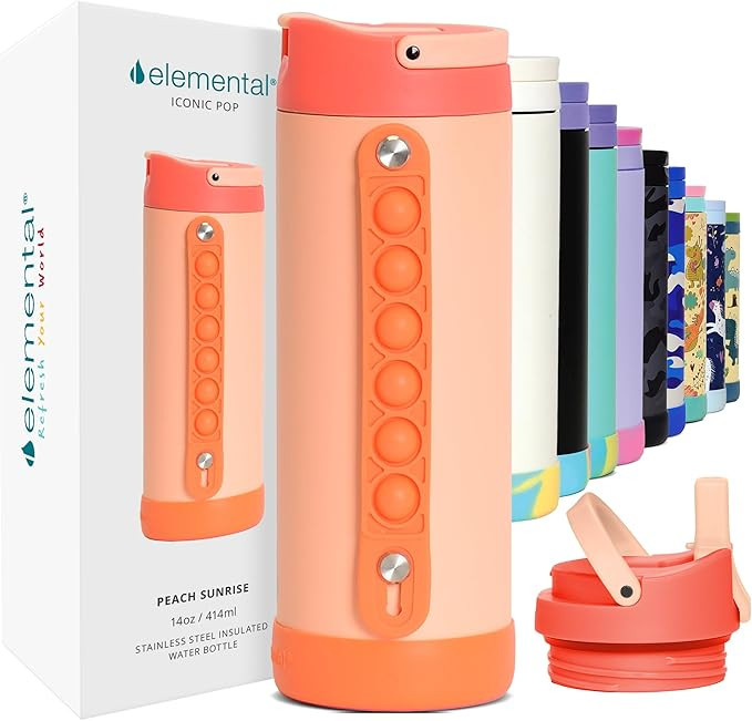 Elemental Iconic Kids Water Bottle for School - 100% Leak-Proof Insulated Water Bottles with Stra... | Amazon (US)
