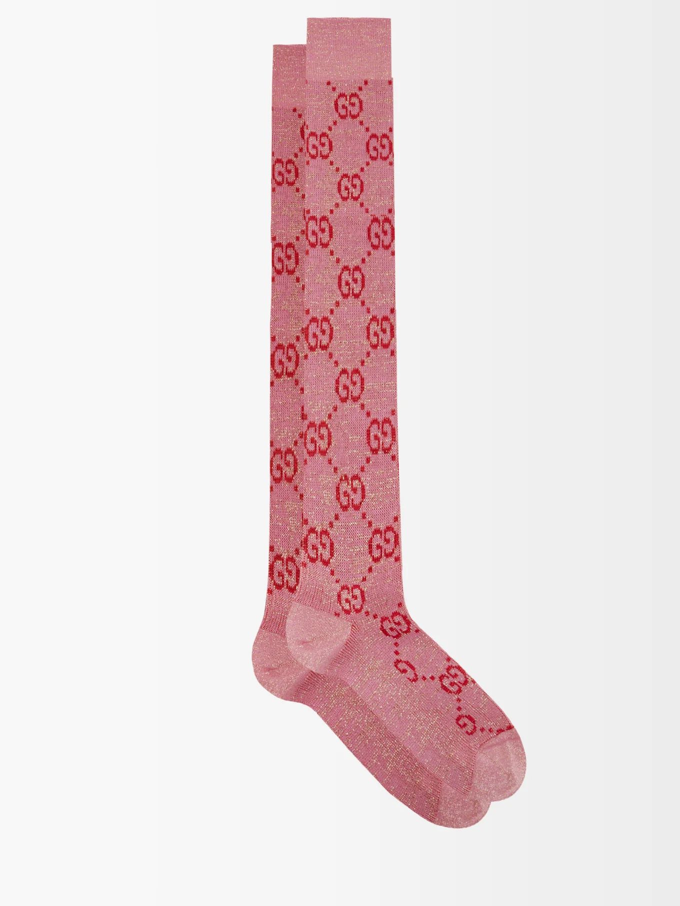 GG-jacquard cotton-blend lamé socks | Matches (US)