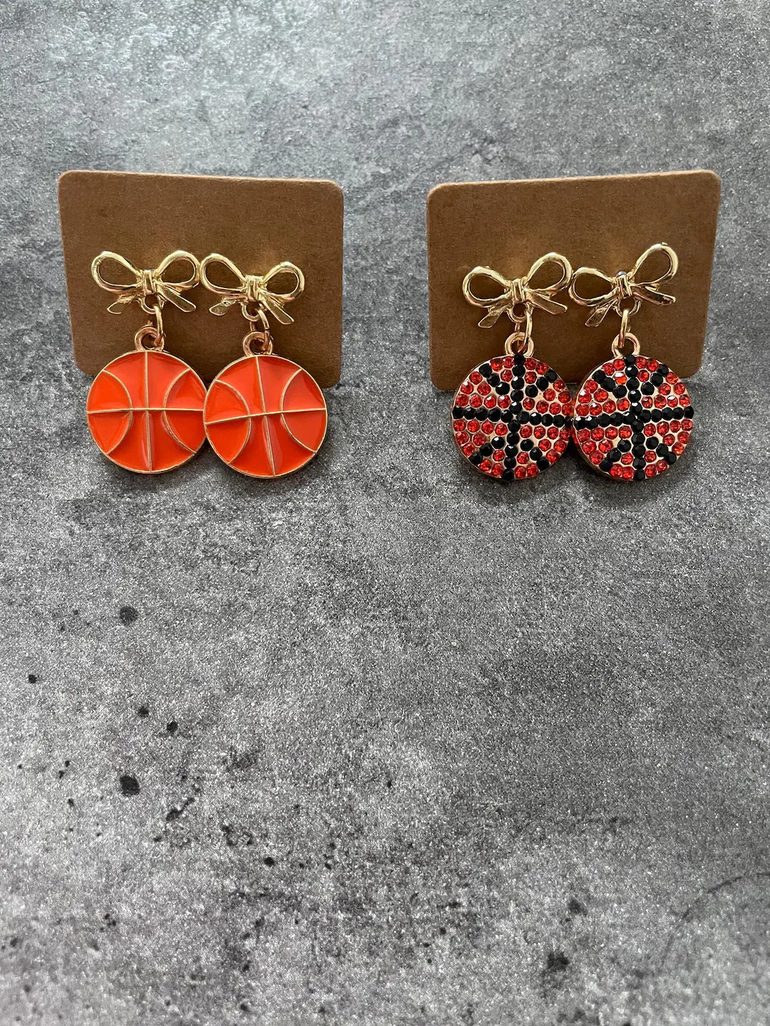 Basketball charm & bow earrings - rhinestone or flat style | Etsy (US)
