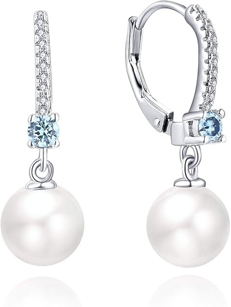 JO WISDOM 925 Sterling Silver Freshwater Pearl Hoop Earrings with Dangle Real Pearl,Simulated Pea... | Amazon (US)