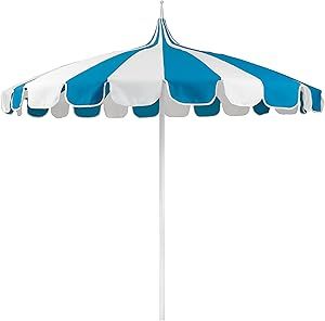 California Umbrella 8.5' Rd. Pagoda Market Umbrella, Silver Pole, 100% Acrylic Blue/White Pacific... | Amazon (US)