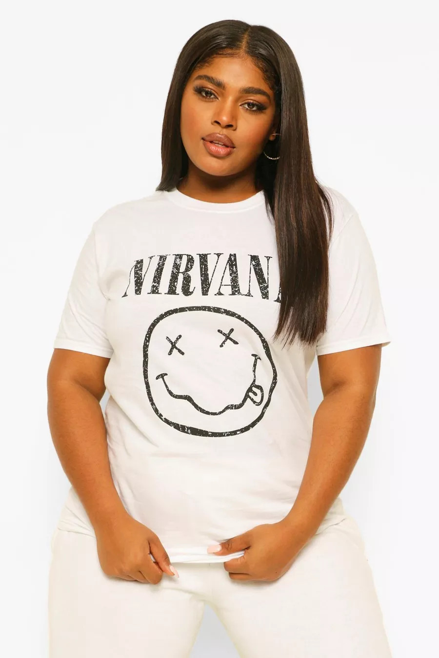Plus Oversized Nirvana Smiley T-Shirt | Boohoo.com (NL)