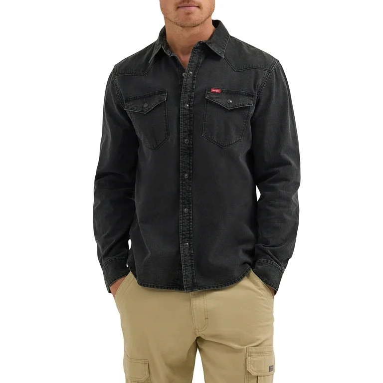 Wrangler® Men's Slim Fit Long Sleeve Woven Shirt with Sunglasses Cleaner, Sizes S-5XL - Walmart.... | Walmart (US)