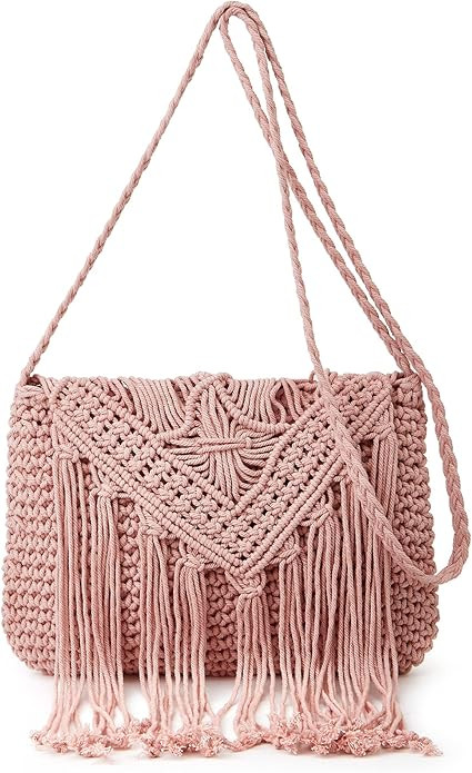 Crossbody Purse for Women Cute Macrame Hobo Satchel Bags Knit Summer Beach Bag Tassels Shoulder C... | Amazon (US)