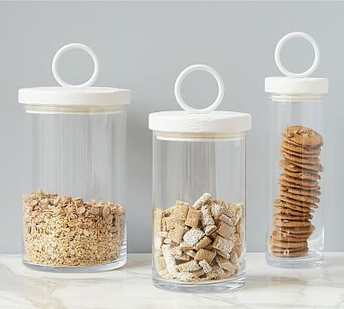 White Wood & Iron Handled Canisters | Pottery Barn (US)