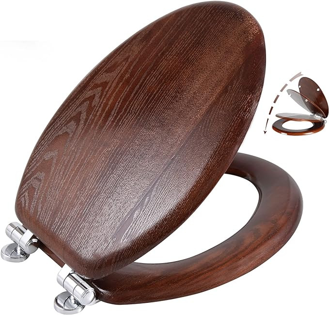 Angel Shield Elongated Wood Toilet Seat with Quiet Close,Easy Clean,Quick-Release Hinges(Elongate... | Amazon (US)