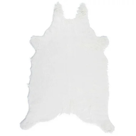 Nourison Fur Remen Poly Faux Fur White Throw Rug | Walmart (US)