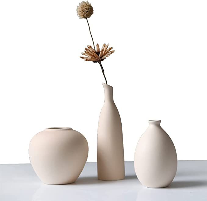 Abbittar Ceramic Vase Set of 3, Flower Vase Minimalism Style for Rustic Home Decor, Modern Farmho... | Amazon (US)