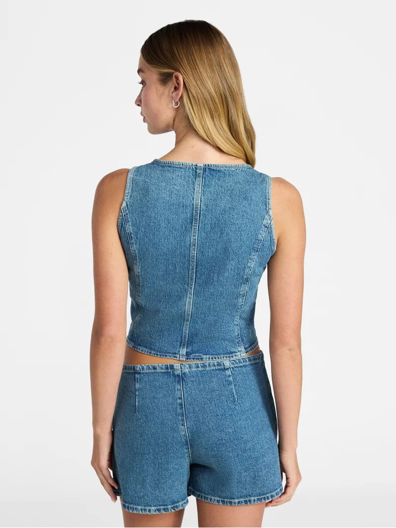No Boundaries Cropped Denim Vest, Women’s XXS-XXL | Walmart (US)
