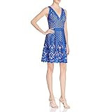 Adrianna Papell Women's Halter Neckline Giselle Lace Fit and Flare Dress, Ultramarine/Bisque, 4 | Amazon (US)