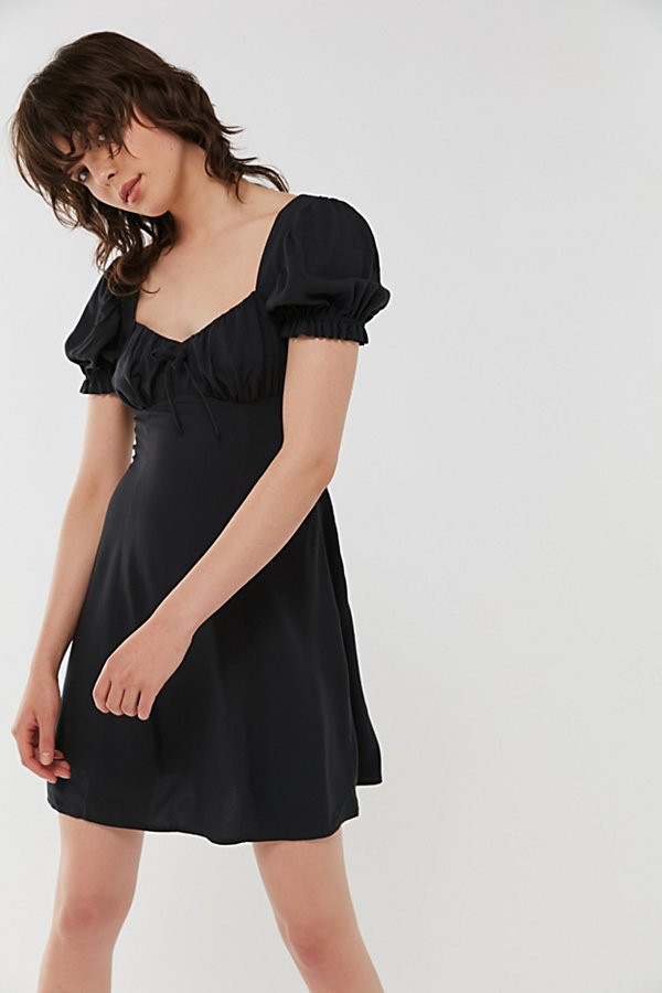 UO Cassia Puff Sleeve Mini Dress - Black Xs at Urban Outfitters | Urban Outfitters (US and RoW)