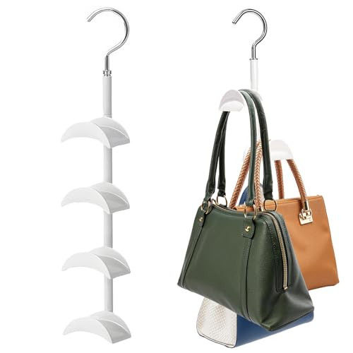 Purse Hanger Organizer for Closet, Hanging Bag Holder, with 4 Hooks, Hanging Organizer for Handbag Keeping Purses, Storage Hook Backpack Rack Space Saving Hanger (1 Pack) | Amazon (US)
