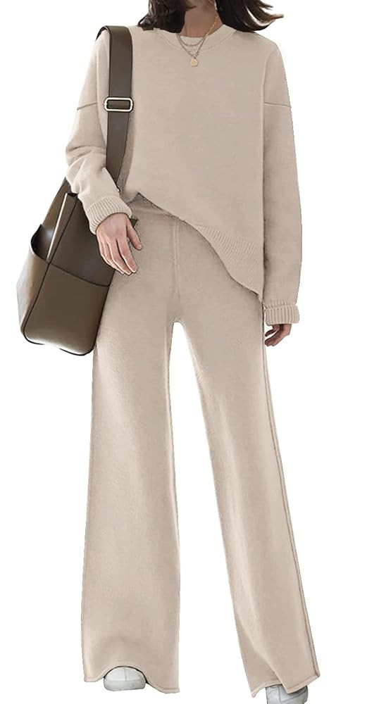 ETCYY NEW Womens Elegant Lounge Sets Knitted Sweatsuit Sets 2 Piece Outfits with Sweater Tops and... | Amazon (US)