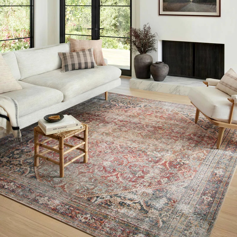 Georgie Oriental Red/Navy Area Rug | Wayfair Professional