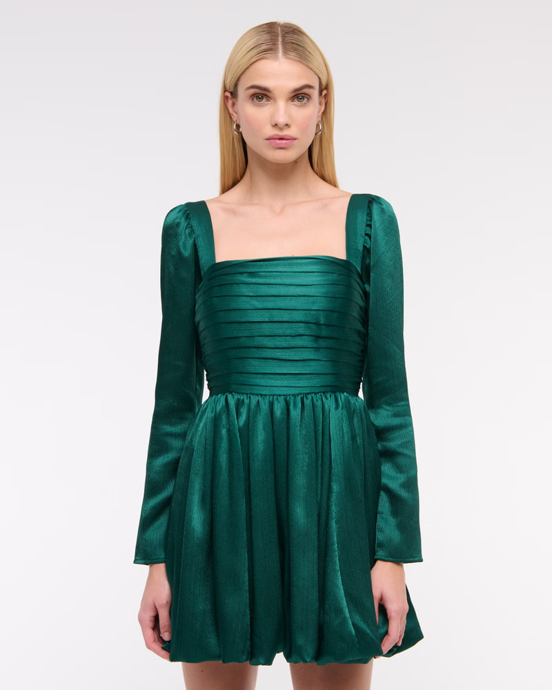 The A&F Emerson Bubble Hem Satin Mini Dress | Abercrombie & Fitch (US)